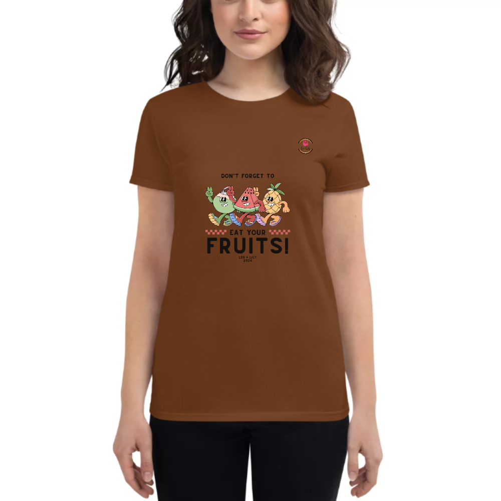 Womens Round Neck T shirt Eat your Delightful Fruits Daily