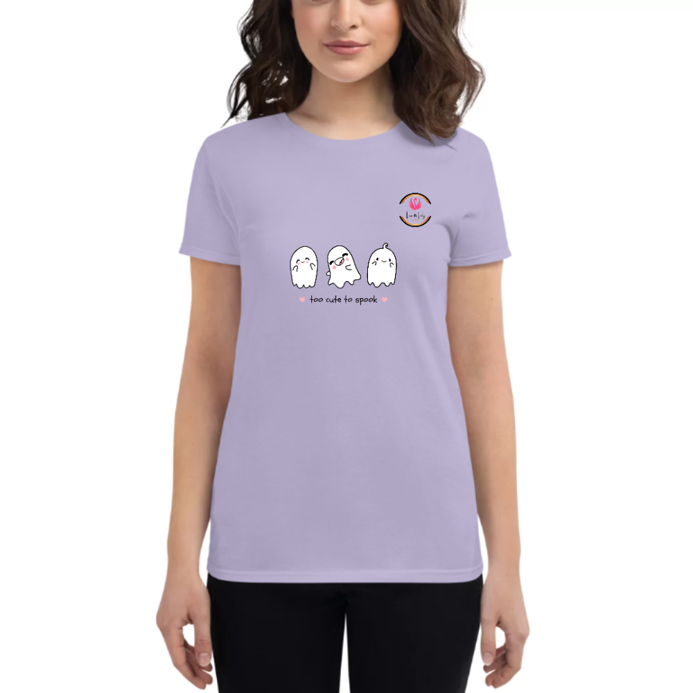 Womens Round Neck T shirt Too cute to Spook