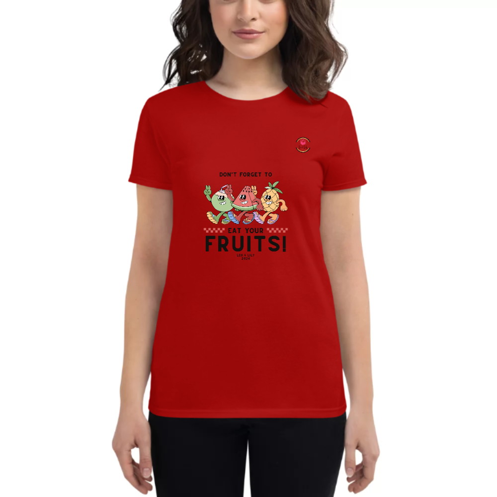 Womens Round Neck T shirt Eat your Delightful Fruits Daily