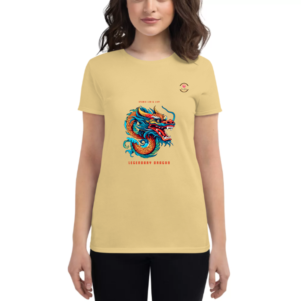 Womens Round Neck T shirt Dragon Fury