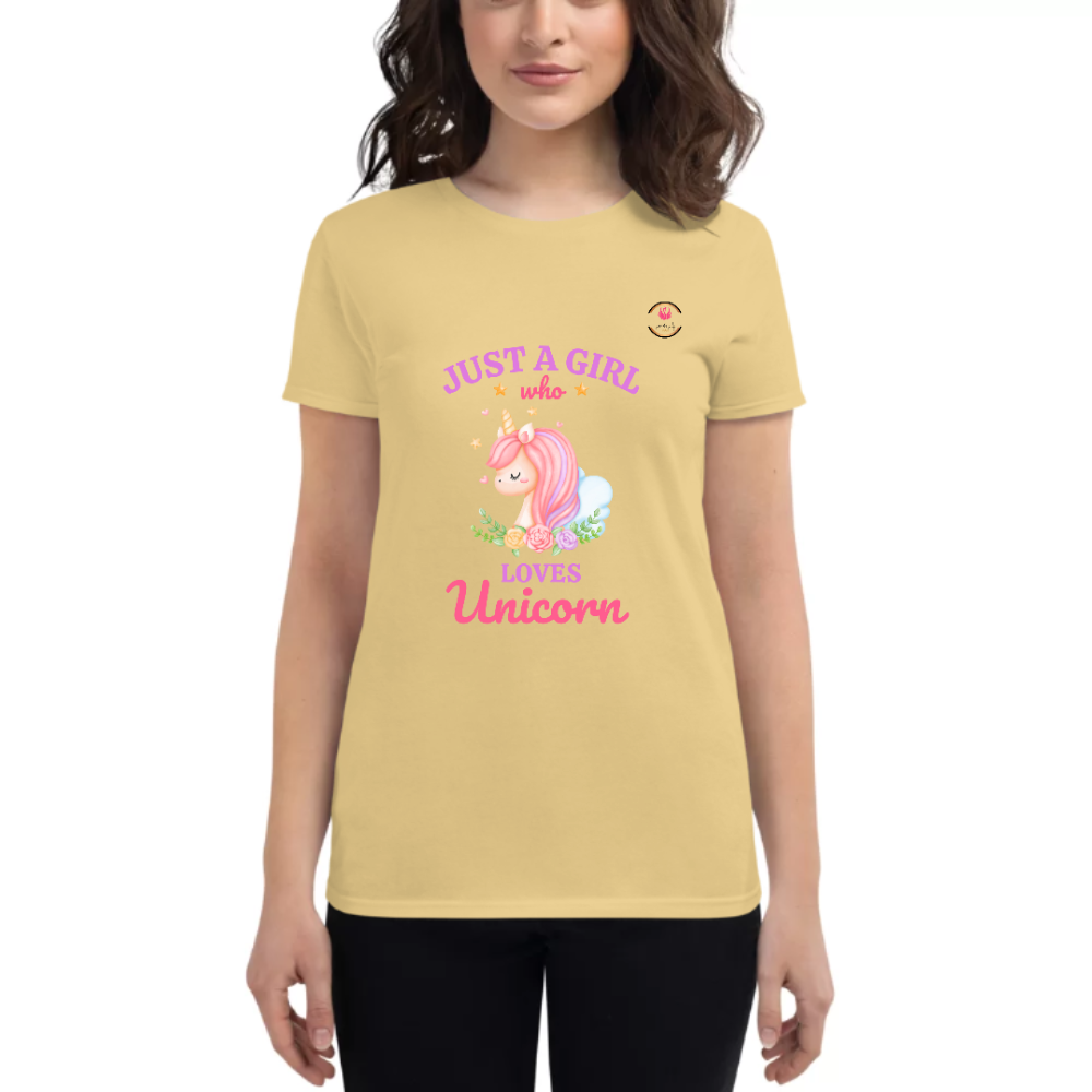 Womens Round Neck T shirt Unicorn Lover