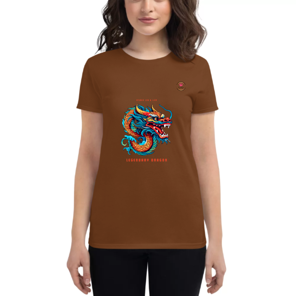 Womens Round Neck T shirt Dragon Fury