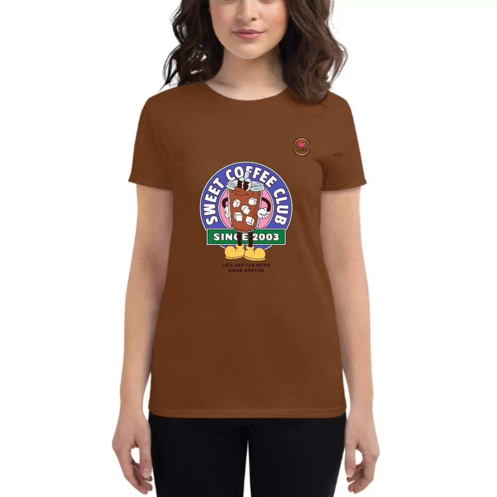 Womens Round Neck T shirt ONE MORE SWEET COFFEE