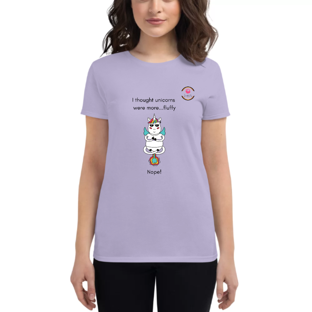 Womens Round Neck T shirt Imagine a Fluffy UNIcorns