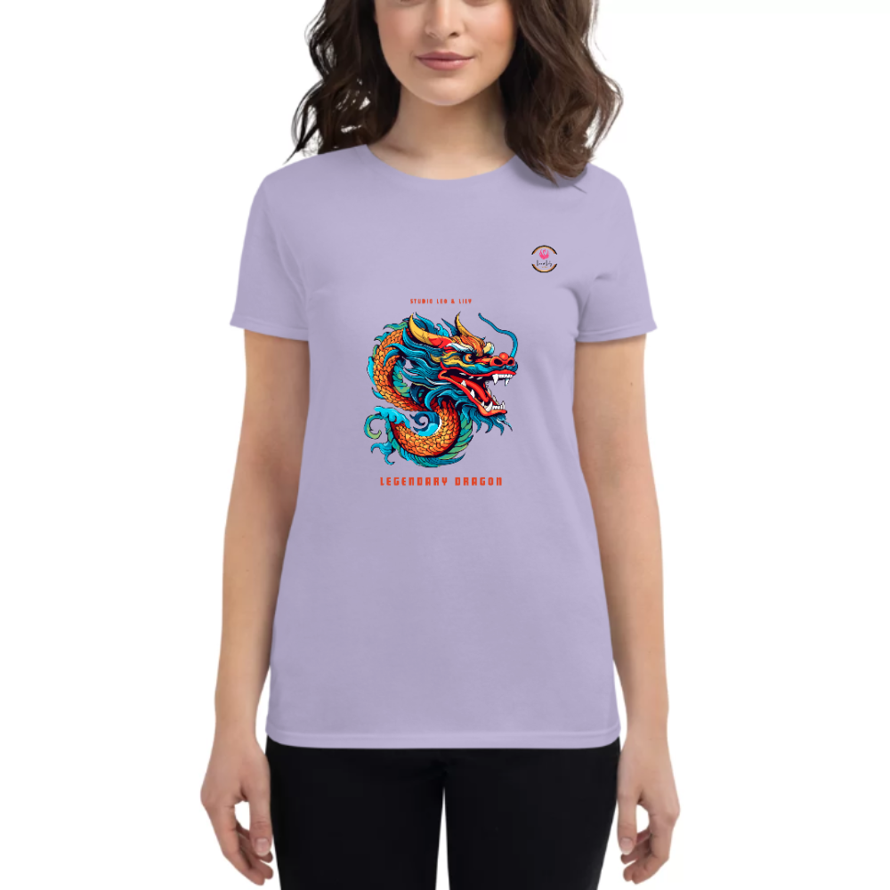 Womens Round Neck T shirt Dragon Fury