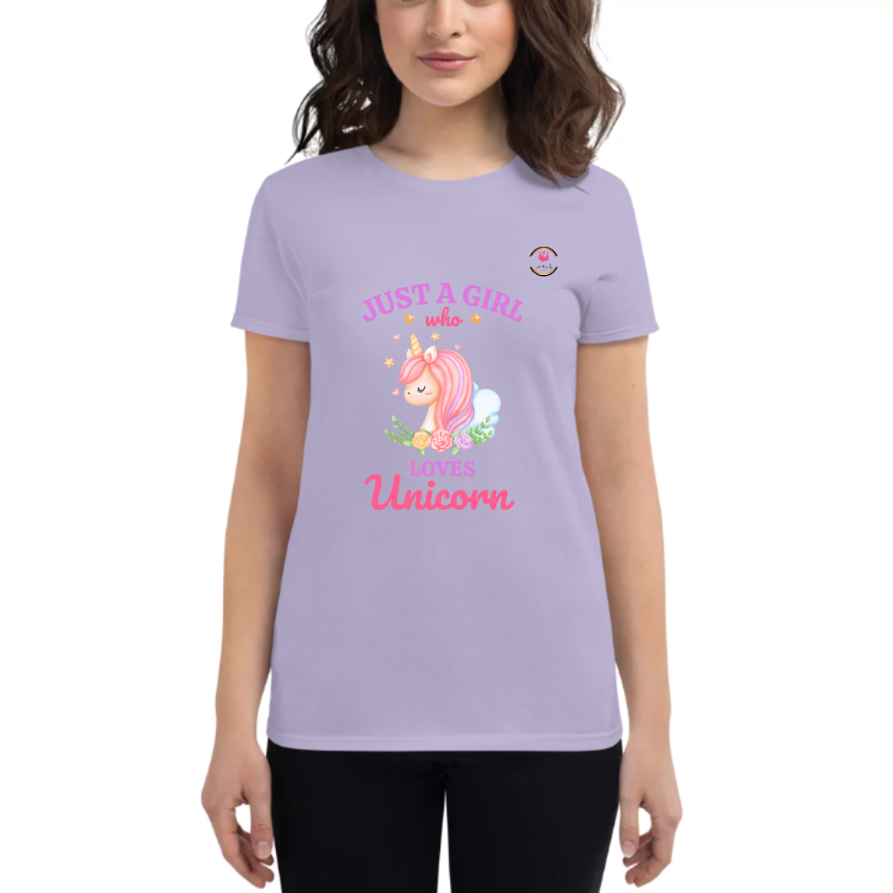 Womens Round Neck T shirt Unicorn Lover