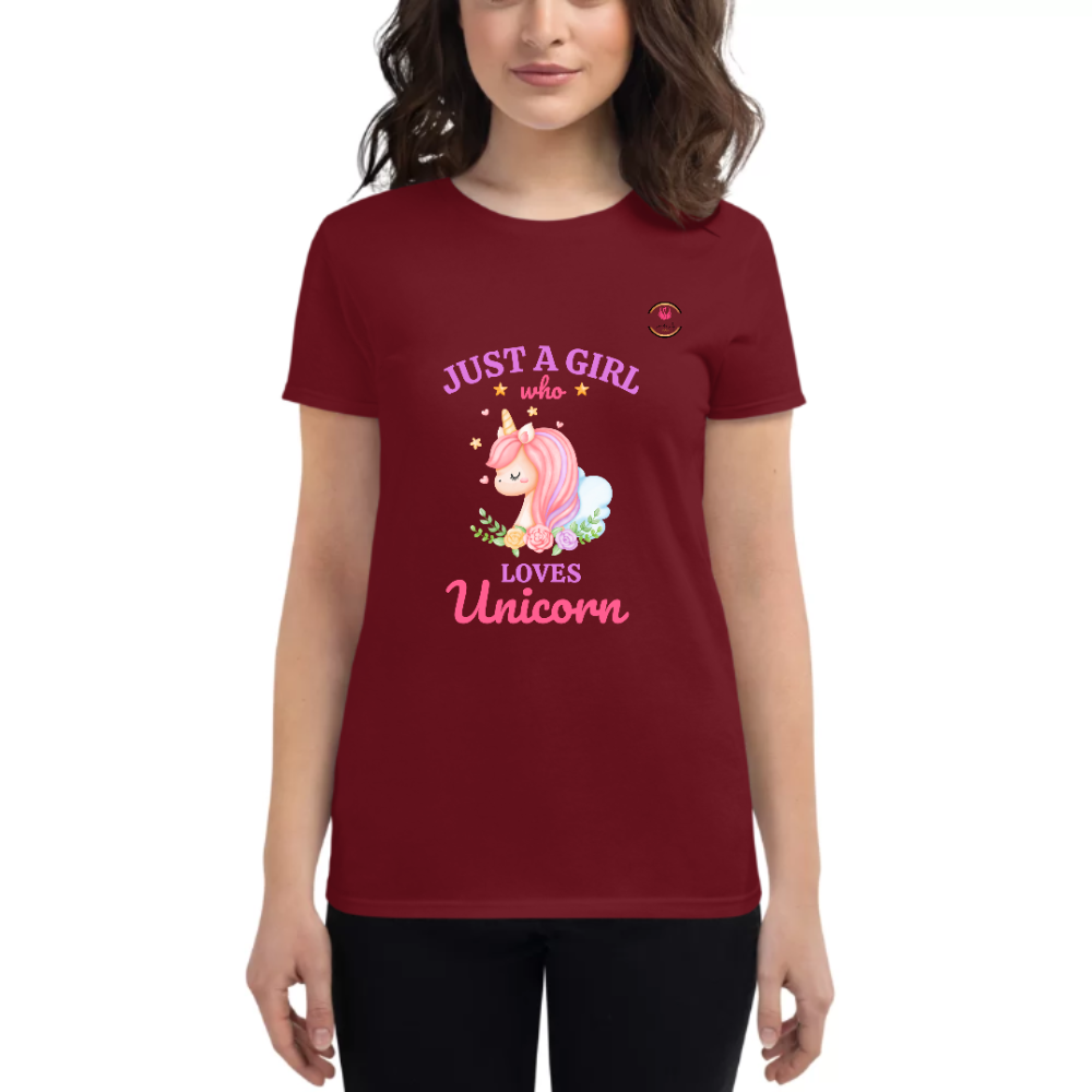 Womens Round Neck T shirt Unicorn Lover