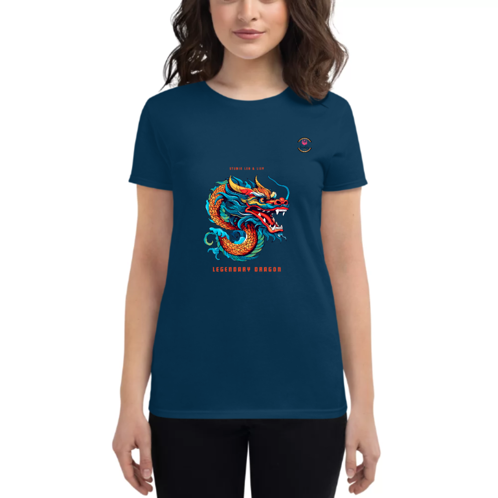 Womens Round Neck T shirt Dragon Fury