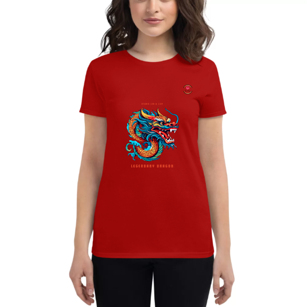 Womens Round Neck T shirt Dragon Fury