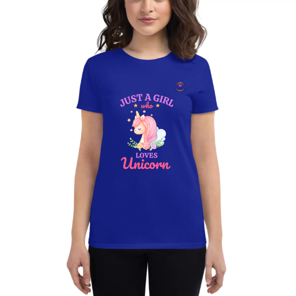 Womens Round Neck T shirt Unicorn Lover