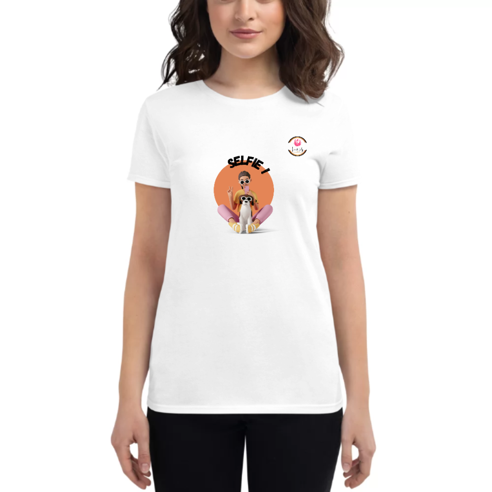 Womens Round Neck T shirt Lets Have a SELFIEE