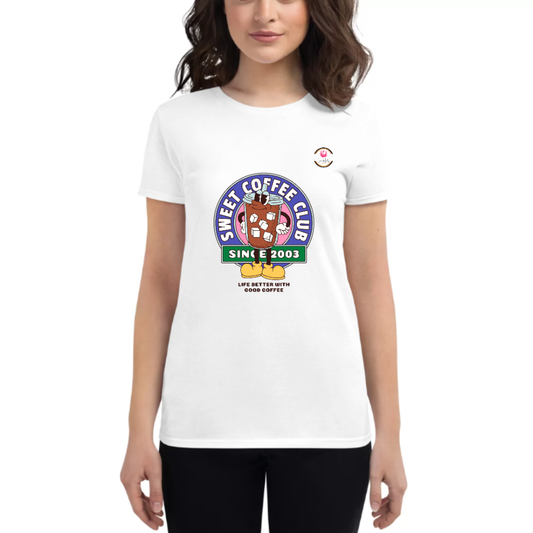 Womens Round Neck T shirt ONE MORE SWEET COFFEE